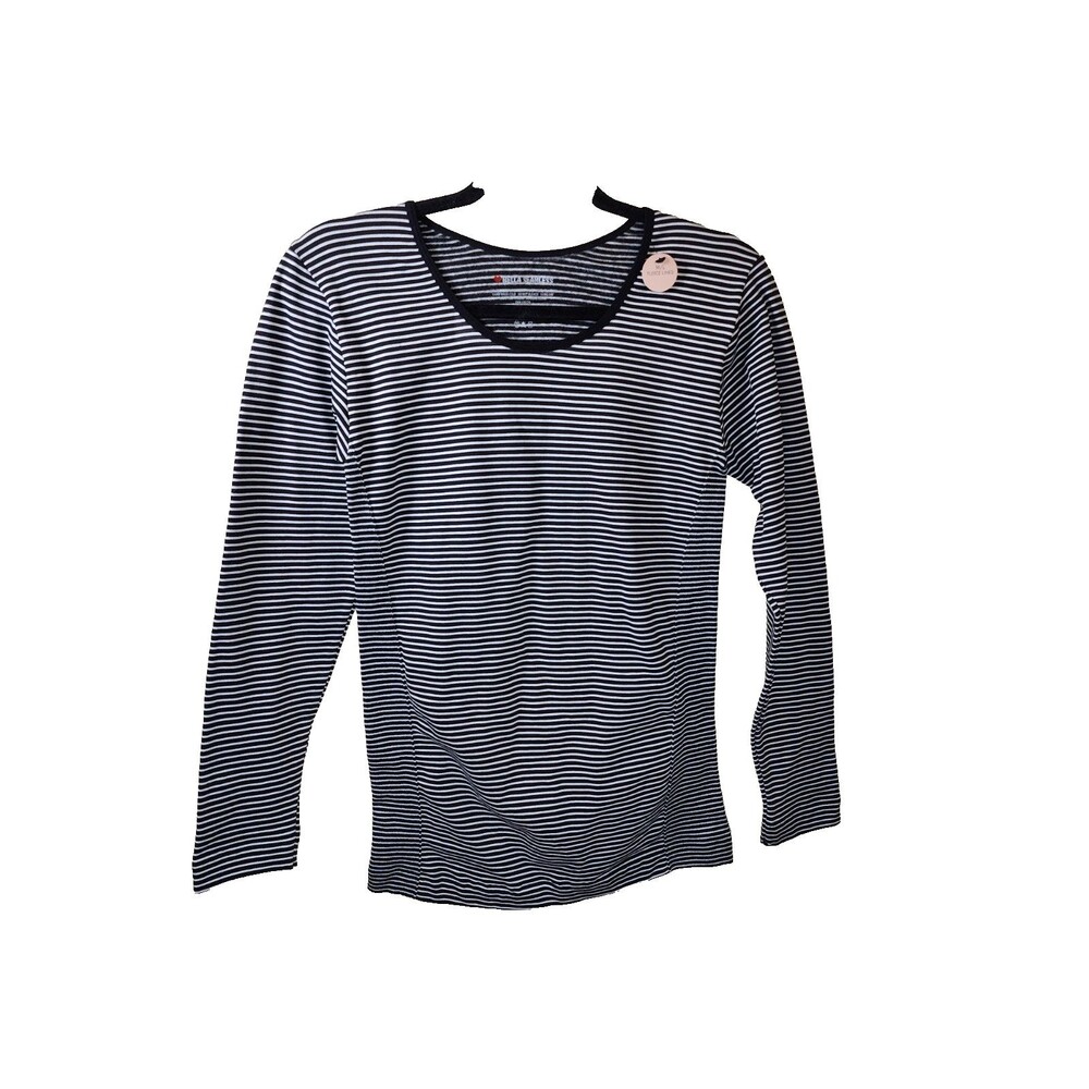 ​New Bella Seamless M/L Black White Stripe Long Sleeve Base Layer Scoop Neck Top